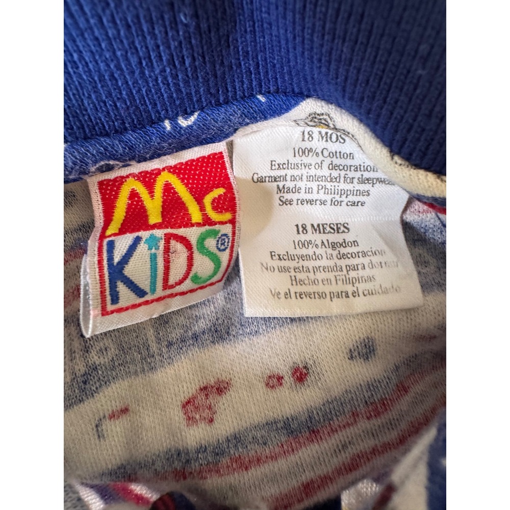 Vintage Mc Kids Denim Overalls and Shirt Set 18 Months Camp Site 90s Blue Red - Picture 3 of 8
